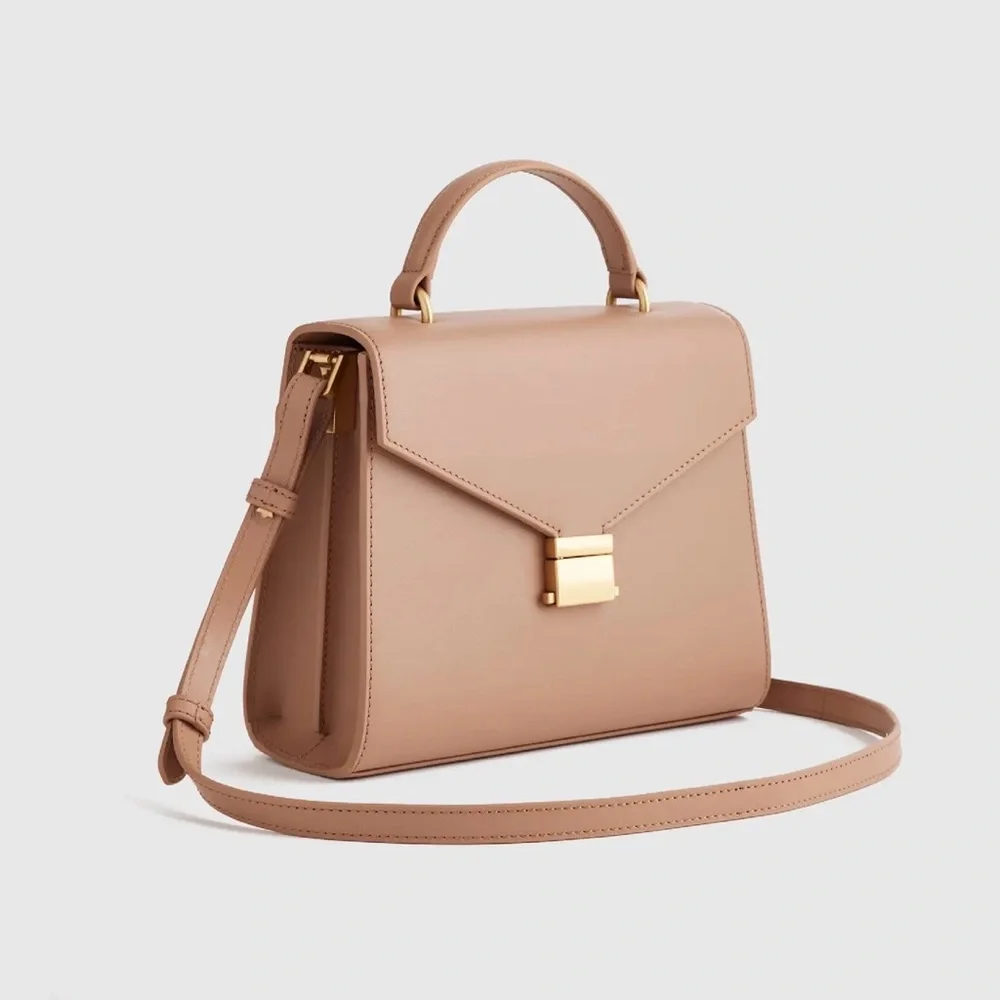 Quince Italian Leather Top Handle Crossbody Satchel NWOT - Picture 2 of 7